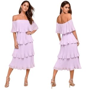 Lulu's Lavender Off-Shoulder Midi Dress
